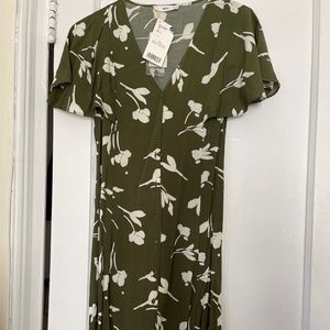 NWT Mango brand green floral midi dress